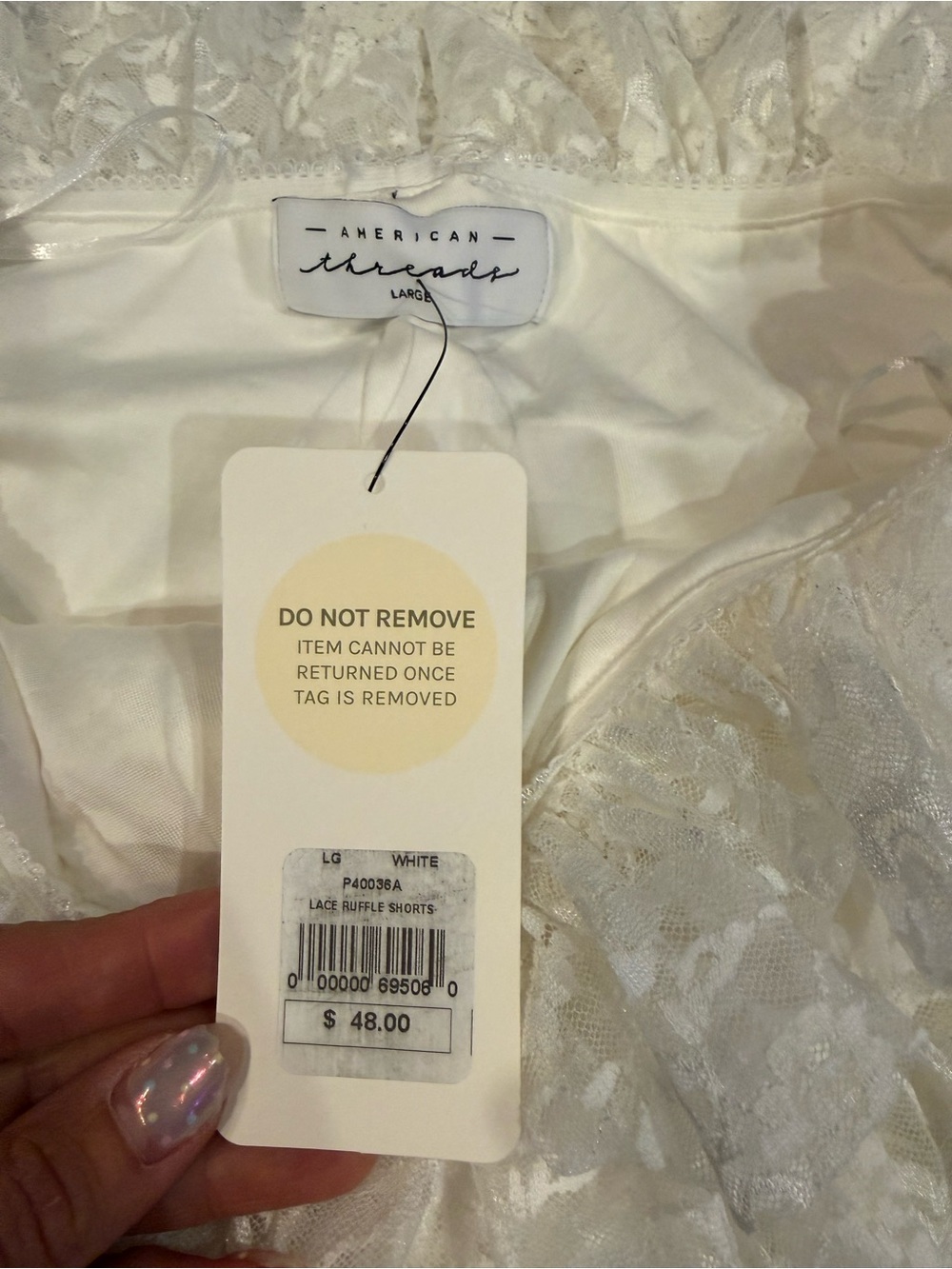 American Threads White Lace Ruffle Shorts - Picture 4 of 5